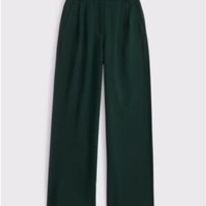 Abercrombie & Fitch Sloan Tailored Wide Leg Pant in Deep Green